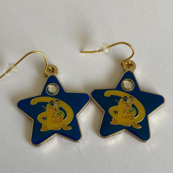 Vintage Disney Pluto Earrings Fab 5 Dog Disneyana Signed Charm Gold Plated - Picture 6 of 9